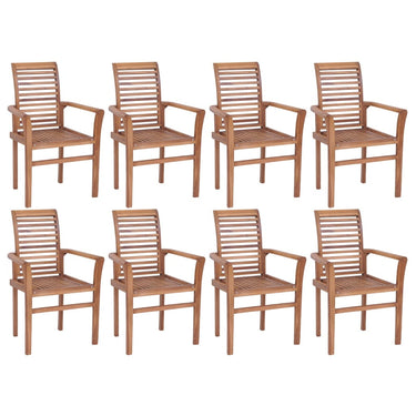 Chaises empilables à manger lot de 8 bois de teck solide