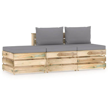 3-piece lounge set with cushions impregnated wood