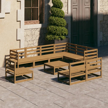 Salon de jardin 10 pcs avec coussins Bois de pin massif