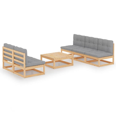 6-piece lounge set with cushions solid pine wood
