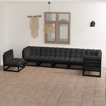 7-piece lounge set with cushions solid pine wood