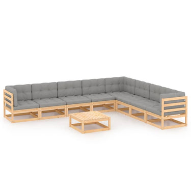 9-piece lounge set with cushions solid pine wood
