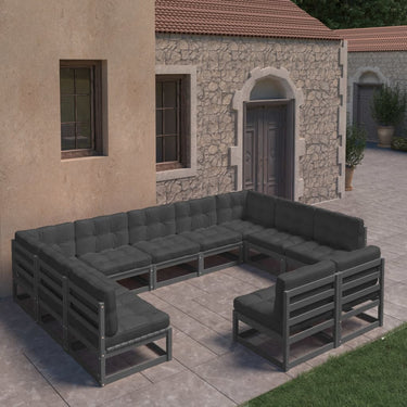 11-tlg. Garten-Lounge-Set mit Kissen Honigbraun Massivholz