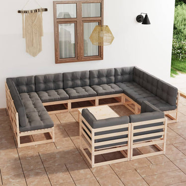 12-tlg. Garten-Lounge-Set Massivholz Kiefer