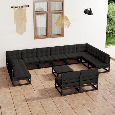 13-piece lounge set with anthracite-colored cushions pine wood