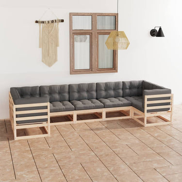7-tlg Garten-Lounge-Set mit Kissen Honigbraun Massivholz Kiefer