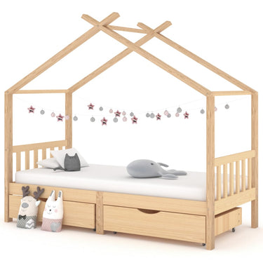 Kinderbedframe met lades massief grenenhout 90x200 cm