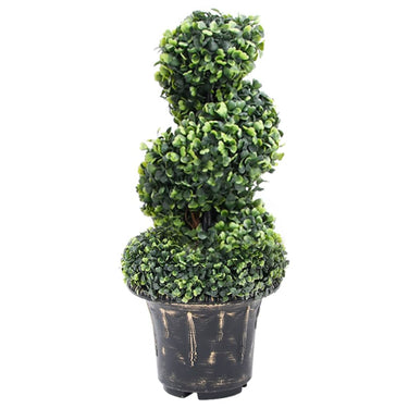Plante de buis artificiel en spirale avec pot Vert 59 cm