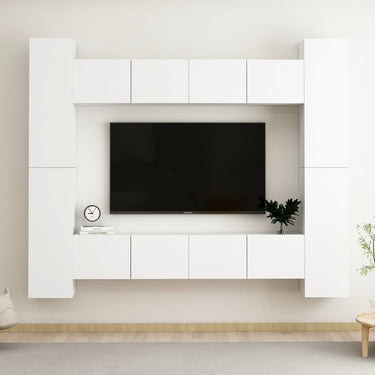 Ensemble de meubles TV 8 pcs Blanc Bois d'ingénierie