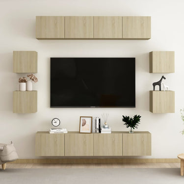 Ensemble de meubles TV 10 pièces en bois chêne Sonoma