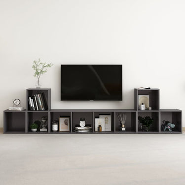 5-piece TV furniture set treated wood oak color