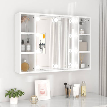 Armoire de miroir avec LED Blanc brillant 76x15x55 cm