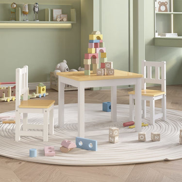 3-piece Children's table and chair set MDF white and gray