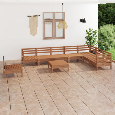 Salon de jardin 9 pcs Bois de pin massif Marron miel