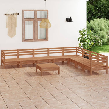 Salon de jardin 9 pcs Bois de pin massif Marron miel