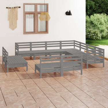 Salon de jardin 11 pcs Bois de pin massif Noir