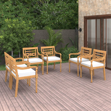 Chaises Batavia lot de 6 avec coussins Bois de teck solide