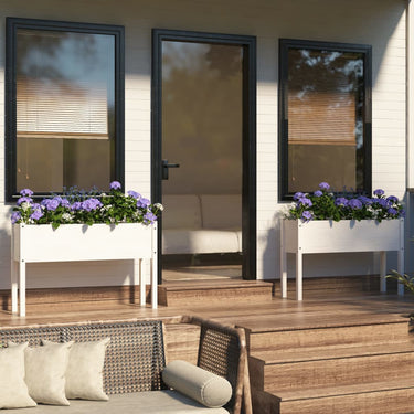 Jardinières d'extérieur 2 pcs Blanc 110x31x70 cm Bois de pin