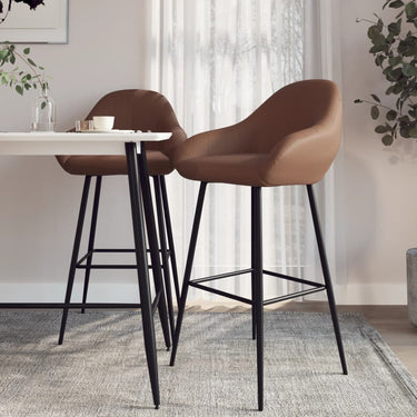 Barkrukken 2 st kunstleer donkerbruin