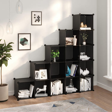 Cubes de rangement 15 pcs Noir PP