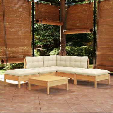 6-piece lounge set with cushions pine wood