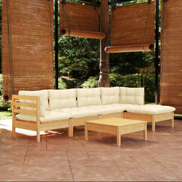 6-piece lounge set with cushions pine wood