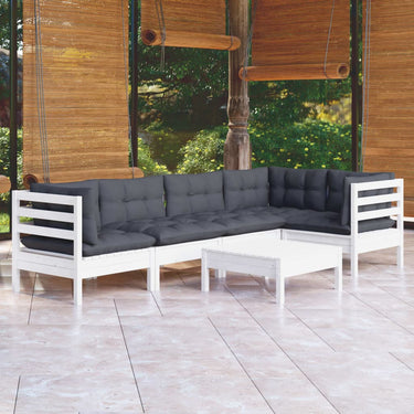 6-piece lounge set with cushions pine wood