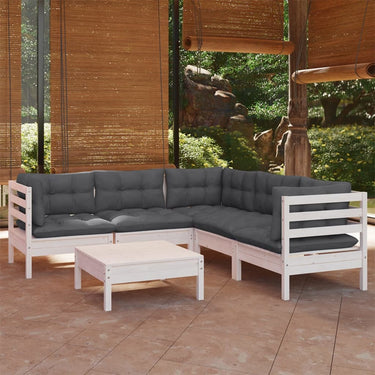 6-piece lounge set with cushions solid pine wood