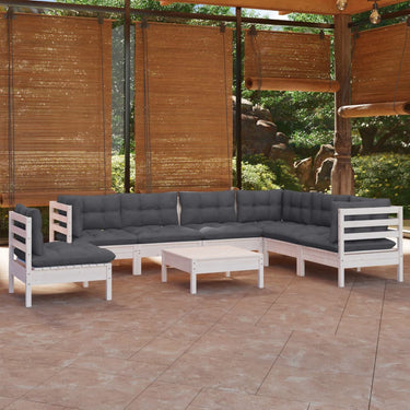 8-tlg. Garten-Lounge-Set mit Kissen Schwarz Massivholz Kiefer