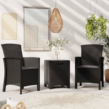 3-piece lounge set with cushions PP rattan graphite color