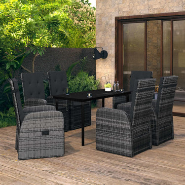 9-piece Garden Set with gray cushions