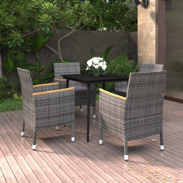 5-piece garden set with cushions poly rattan glass
