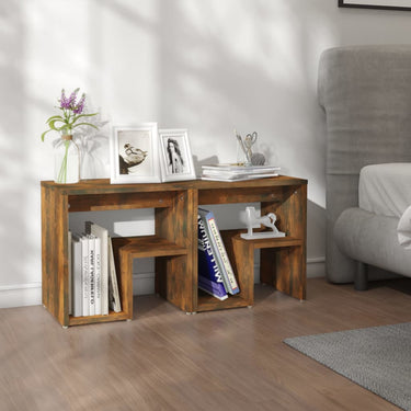 Nachttische 2 Stk. Räuchereiche 40x30x40 cm Holzwerkstoff