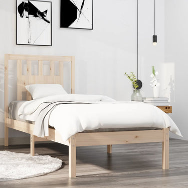 Bedframe massief hout wit 75x190 cm