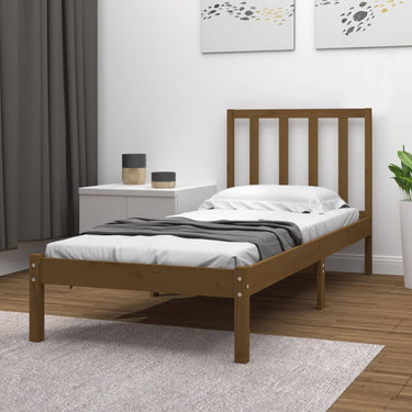 Bedframe massief grenenhout grijs 135x190 cm