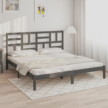 Bedframe massief hout grijs 140x190 cm