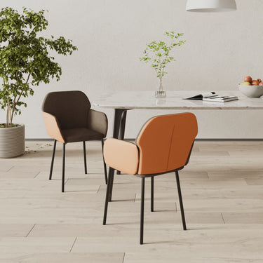 Chaises de salle à manger 2 pcs en tissu et cuir artificiel couleur crème