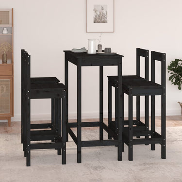 5-piece bar set solid pine wood black