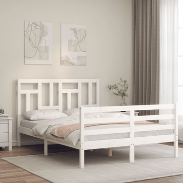 Cadre de lit sans matelas gris 140x190 cm bois massif