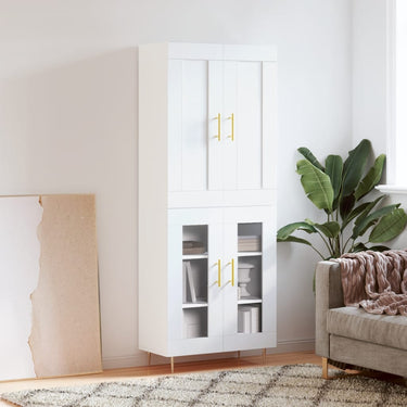 Hoge kast 69,5x34x180 cm bewerkt hout gerookt eikenkleurig