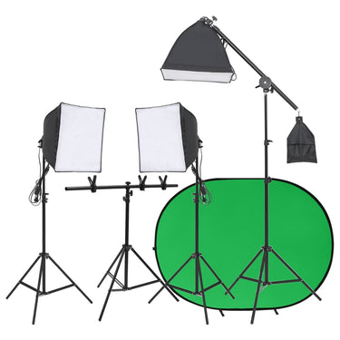 Fotostudioset met lichtset, achtergrondscherm reflector