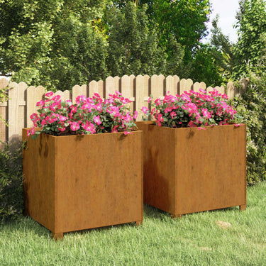 Jardinières avec pieds 2 pcs Rouillé 42x40x43 cm Acier corten