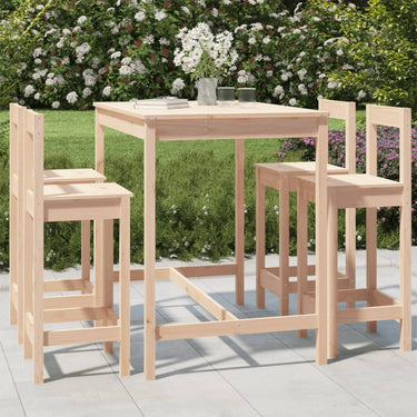 5-piece garden bar set solid pine wood honey brown