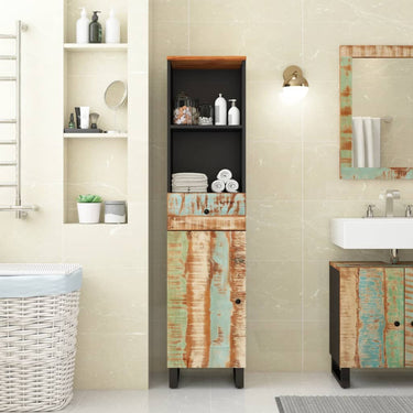 Bathroom wall cabinet 38x33x160 cm solid acacia wood