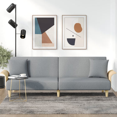 Slaapbank met armleuningen stof lichtgrijs