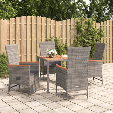 7-delige Tuinset met kussens poly rattan grijs