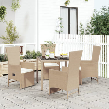 7-delige Tuinset met kussens poly rattan beige