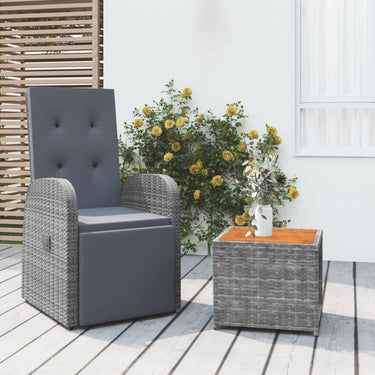3-piece lounge set poly rattan and solid acacia wood gray