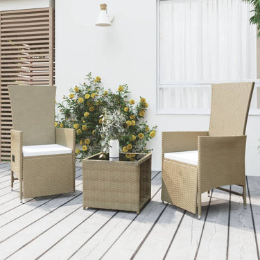 3-piece lounge set poly rattan and steel beige