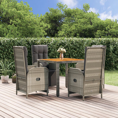 7-piece Garden Set with cushions poly rattan grey
